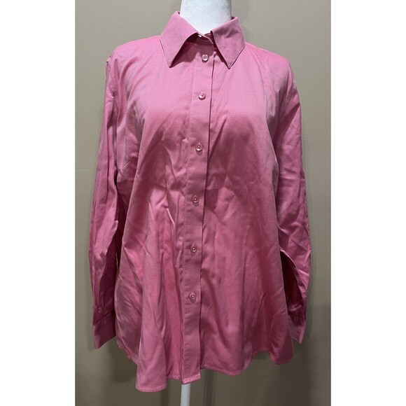 Talbots Tops - Talbots Women’s Wrinkle Resistant Button Up Shirt Pink Cotton Size 16W Classic